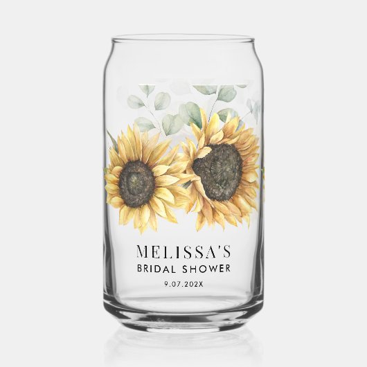 Zonnebloem Waterverf Bloemen Vrijgezellenfeest Cus Blikvorm Glas (Voorkant)