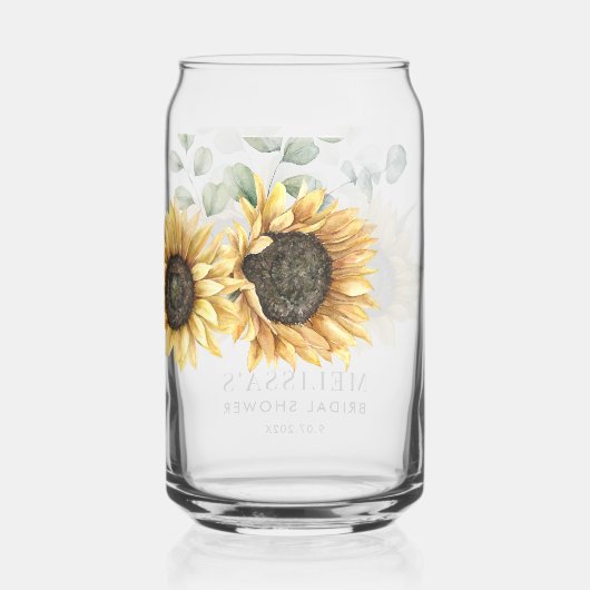 Zonnebloem Waterverf Bloemen Vrijgezellenfeest Cus Blikvorm Glas (Achterkant)