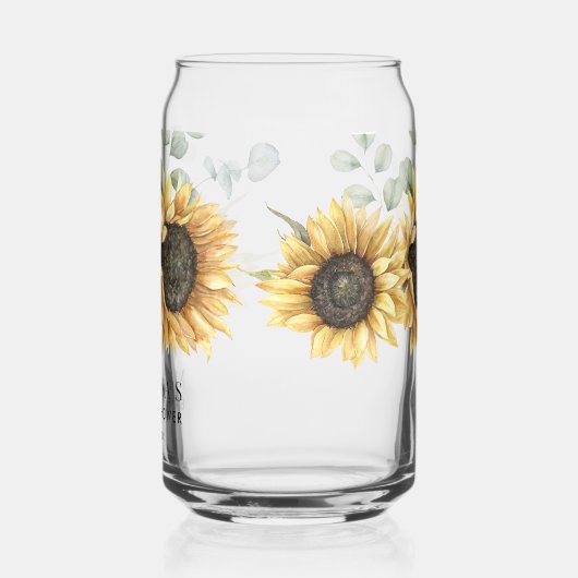 Zonnebloem Waterverf Bloemen Vrijgezellenfeest Cus Blikvorm Glas (Links)