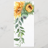 Zonnebloem Waterverf Botanische Moderne Bruiloft Menu (Achterkant)