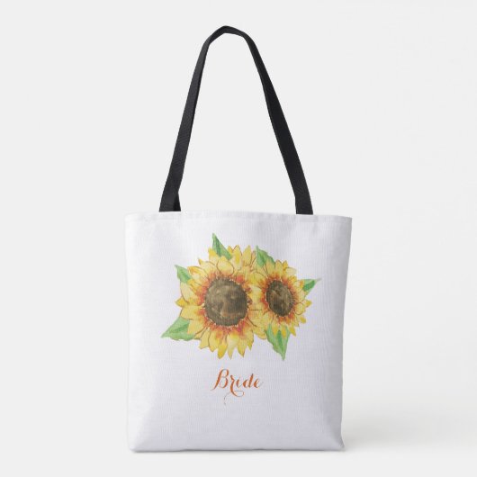 Zonnebloem Waterverf Bridal Tote Bag (Achterkant)