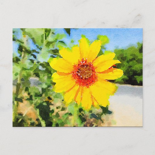 Zonnebloem Waterverf Briefkaart (Voorkant)