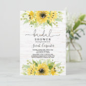 Zonnebloem waterverf Bruids Douche Uitnodiging (Staand voorkant)