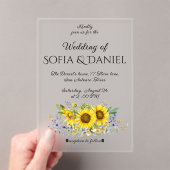 Zonnebloem waterverf bruiloft acryl uitnodiging (Insitu (Draagbaar))
