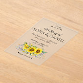 Zonnebloem waterverf bruiloft acryl uitnodiging (Laagn)