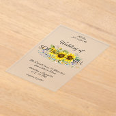 Zonnebloem waterverf bruiloft acryl uitnodiging (Laagn)