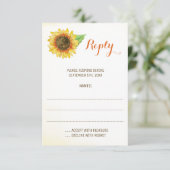 Zonnebloem Waterverf bruiloft antwoord Kaarten (Staand voorkant)