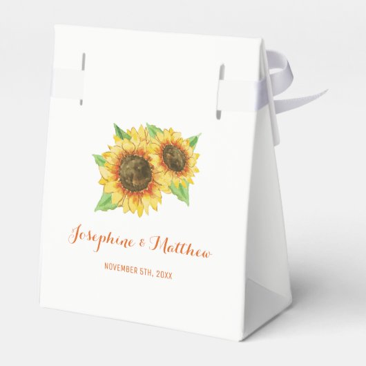 Zonnebloem Waterverf bruiloft Bedankdoosjes (Achterkant)