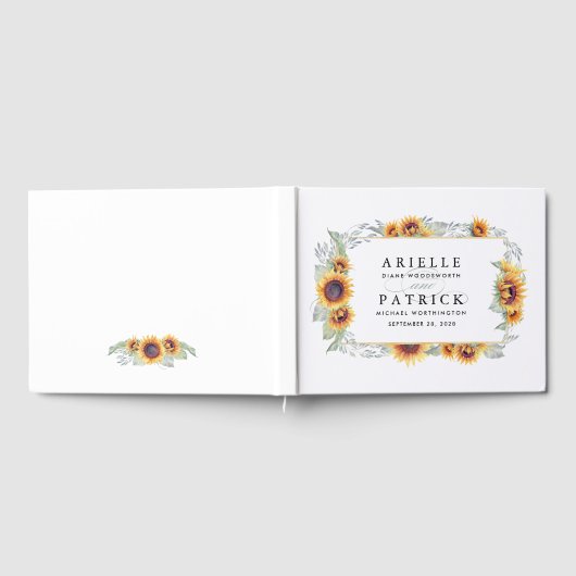 Zonnebloem  Waterverf Bruiloft Gastenboek (Volledig)