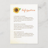 Zonnebloem Waterverf bruiloft informatie Kaarten (Voorkant)