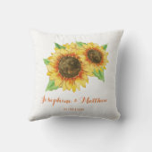 Zonnebloem Waterverf bruiloft Kussen (Achterkant)