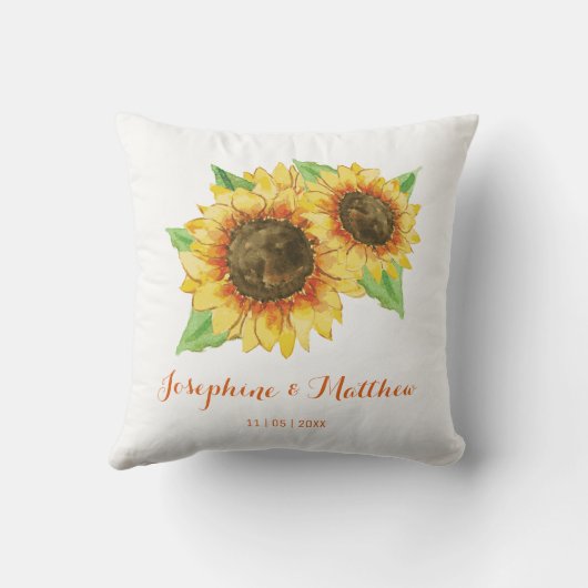 Zonnebloem Waterverf bruiloft Kussen (Achterkant)
