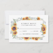 Zonnebloem  Waterverf Bruiloft RSVP Kaarten (Voorkant)