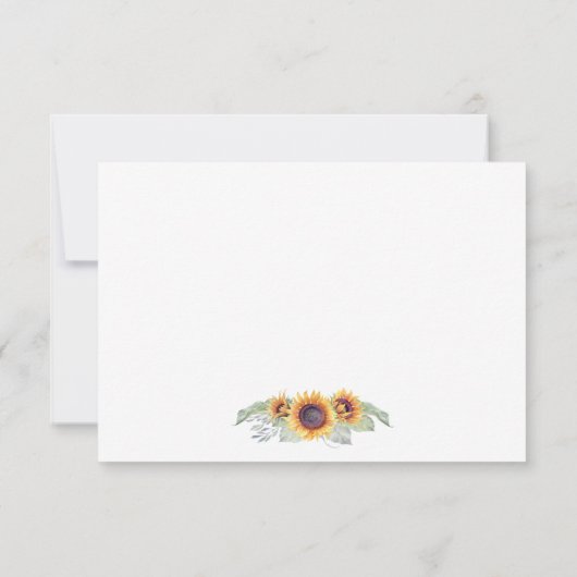Zonnebloem Waterverf Bruiloft RSVP Kaarten (Achterkant)