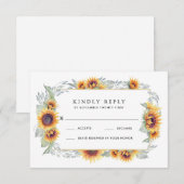 Zonnebloem  Waterverf Bruiloft RSVP Kaarten (Voorkant / Achterkant)