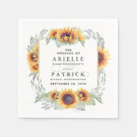 Zonnebloem  Waterverf bruiloft servetten