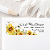 Zonnebloem Waterverf Bumble Bee Greenery Etiket (Insitu)