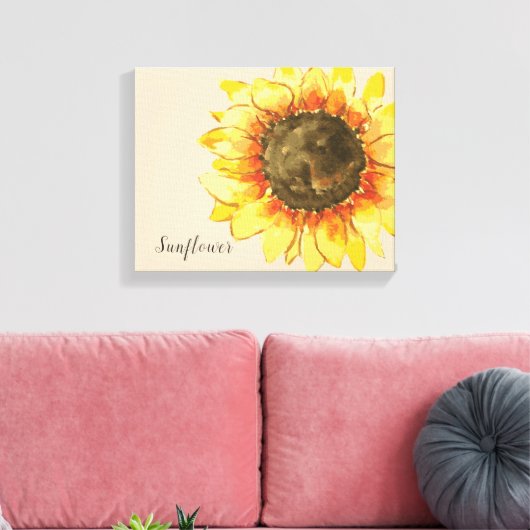 Zonnebloem Waterverf Canvas Afdrukken (Insitu (Woonkamer))