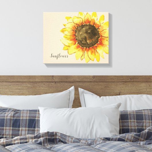 Zonnebloem Waterverf Canvas Afdrukken (Insitu (Slaapkamer))