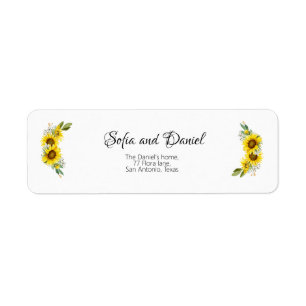 Zonnebloem waterverf daisy wilde bloem bruiloft etiket