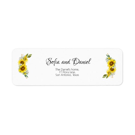 Zonnebloem waterverf daisy wilde bloem bruiloft etiket (Voorkant)