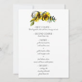 Zonnebloem waterverf elegante bruiloft menu (Voorkant)