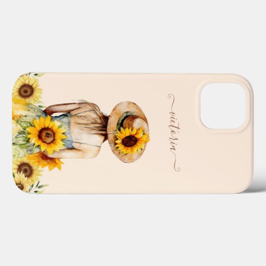 Zonnebloem Waterverf Floral Bohi Art Script Naam Case-Mate iPhone Case (Achterkant (horizontaal))