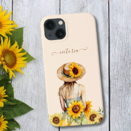 Zonnebloem Waterverf Floral Bohi Art Script Naam Case-Mate iPhone Case