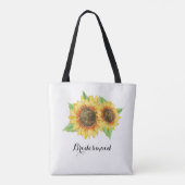 Zonnebloem Waterverf Floral bruiloft bruidsmeisje Tote Bag (Achterkant)