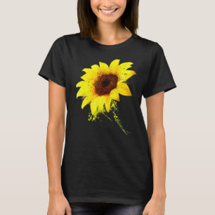Zonnebloem Waterverf Floral Grafisch Inspirerend T-shirt