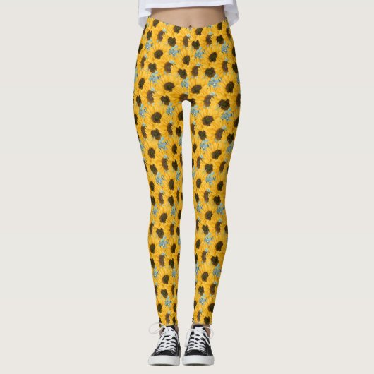 Zonnebloem Waterverf Floral Leggings (Voorkant)