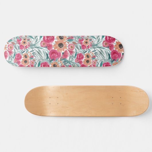 Zonnebloem Waterverf Floral Pattern Persoonlijk Skateboard (Horizontaal)