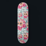 Zonnebloem Waterverf Floral Pattern Persoonlijk Skateboard<br><div class="desc">Dit land en een schattig patroon zijn perfect voor de trendy en stijlvolle vrouw. Het kenmerkt gele, rode, blauwgroen groene, bosgroene, zwarte en roze waterverf zonnebloemen en wilde bloemen bovenop een eenvoudige witte achtergrond. Het is artsy, trendy, zuidelijk, zoet, uniek en modern. Geniet van dit handbeschilderde waterverf ontwerp van de...</div>