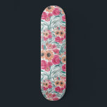 Zonnebloem Waterverf Floral Pattern Persoonlijk Skateboard<br><div class="desc">Dit land en een schattig patroon zijn perfect voor de trendy en stijlvolle vrouw. Het kenmerkt gele, rode, blauwgroen groene, bosgroene, zwarte en roze waterverf zonnebloemen en wilde bloemen bovenop een eenvoudige witte achtergrond. Het is artsy, trendy, zuidelijk, zoet, uniek en modern. Geniet van dit handbeschilderde waterverf ontwerp van de...</div>