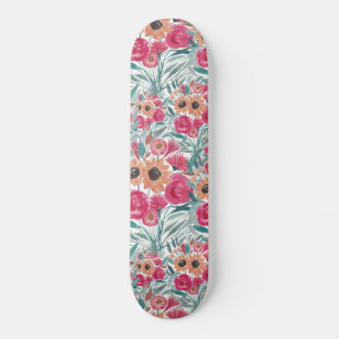 Zonnebloem Waterverf Floral Pattern Persoonlijk Skateboard