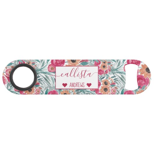 Zonnebloem Waterverf Floral Pattern Speed Flessenopener (Voorkant (Horizontaal))