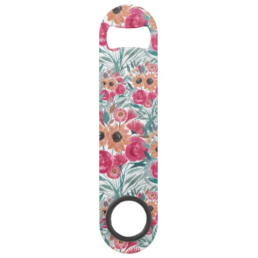 Zonnebloem Waterverf Floral Pattern Speed Flessenopener (Achterkant)
