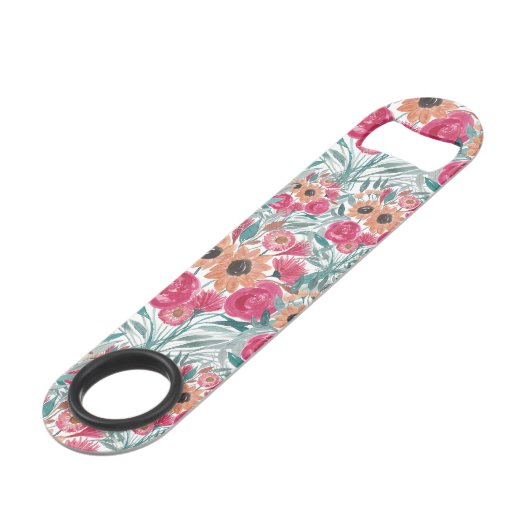 Zonnebloem Waterverf Floral Pattern Speed Flessenopener (Achterkant Gekanteld)
