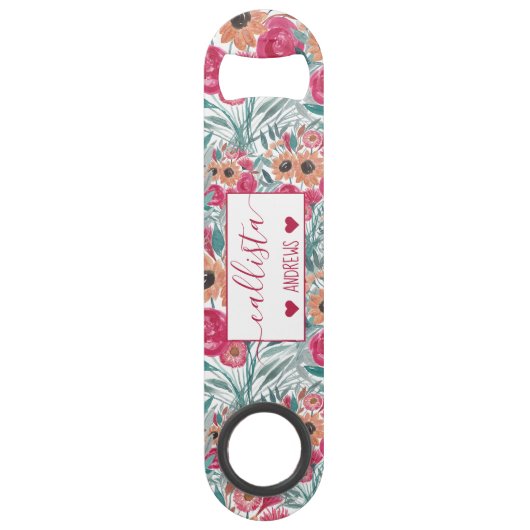 Zonnebloem Waterverf Floral Pattern Speed Flessenopener (Voorkant)