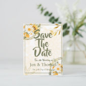 Zonnebloem Waterverf Floral Save the Date Briefkaart (Staand voorkant)
