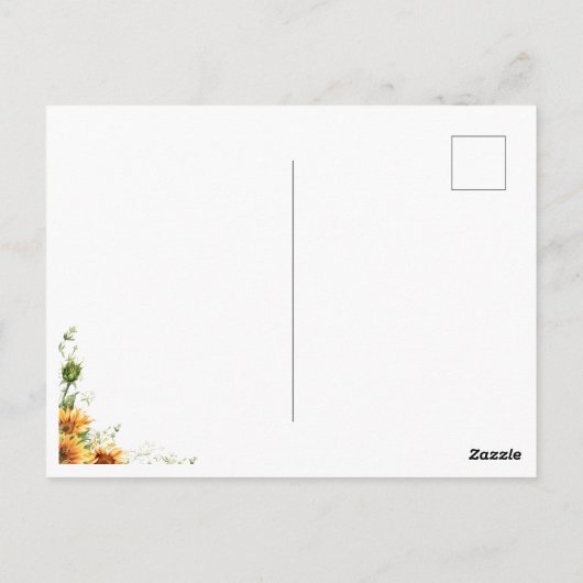 Zonnebloem Waterverf Floral Save the Date Briefkaart (Achterkant)