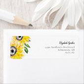 Zonnebloem Waterverf Floral Script Elegant Geel Etiket (Insitu)