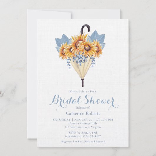 Zonnebloem Waterverf Floral Umbrella Vrijgezellenf Kaart (Voorkant)