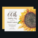 Zonnebloem Waterverf Floral White 60th Birthday Kaart<br><div class="desc">Mooie gele en bruine zonnebloem-waterverf,  floreel en groen op een witte 60e verjaardagsfeestdag voor vrouwen. De achterkant van deze kaart is een helder,  coördinerend geel. Ideaal voor de herfst- of zomerdag. Neem contact met ons op voor hulp bij het aanpassen of aanpassen van producten.</div>