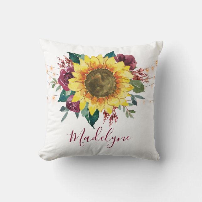 Zonnebloem Waterverf Florentijnse lichten Kussen (Voorkant)