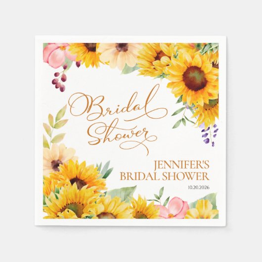 Zonnebloem Waterverf Florenz Vrijgezellenfeest Servet (Voorkant)