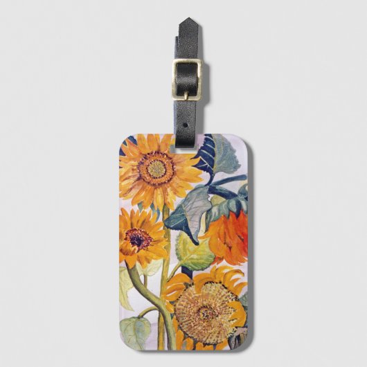 Zonnebloem Waterverf Flower Art Bagagelabel (Voorkant (verticaal))