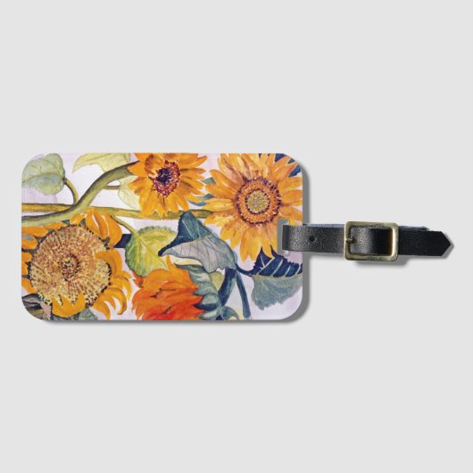 Zonnebloem Waterverf Flower Art Bagagelabel (Voorkant (horizontaal))