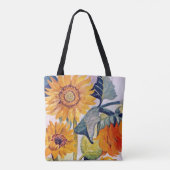 Zonnebloem Waterverf Flower Art Tote Bag (Achterkant)