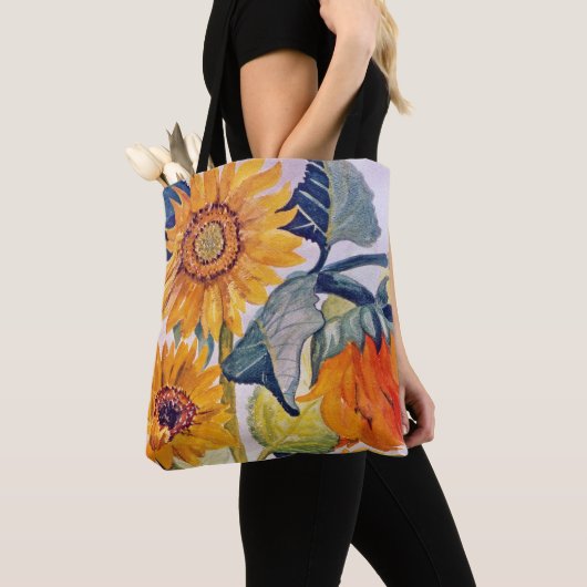 Zonnebloem Waterverf Flower Art Tote Bag (Dichtbij)